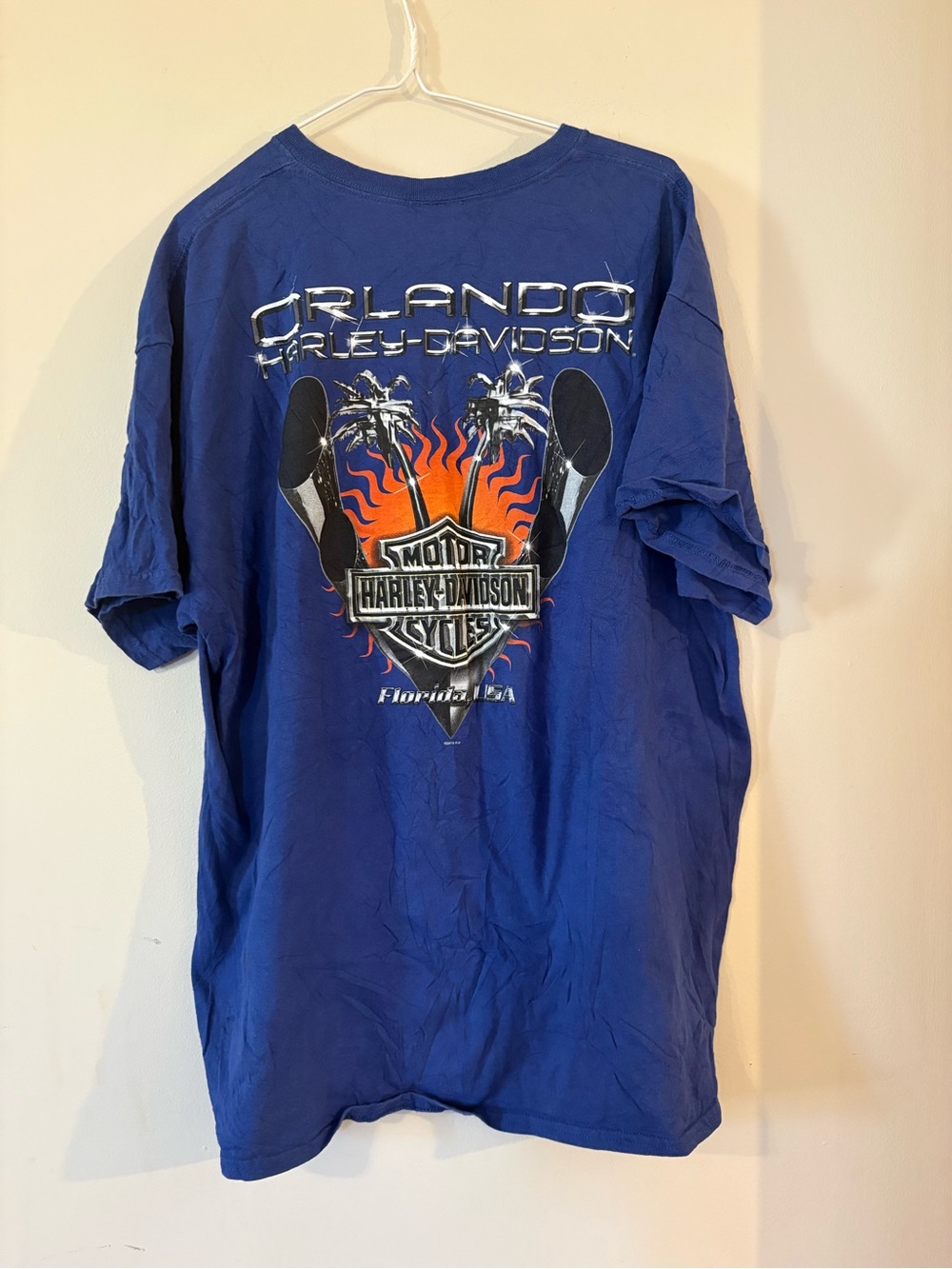 Harley-Davidson Blue Orlando Flame Graphic Short Sleeve Tee XL